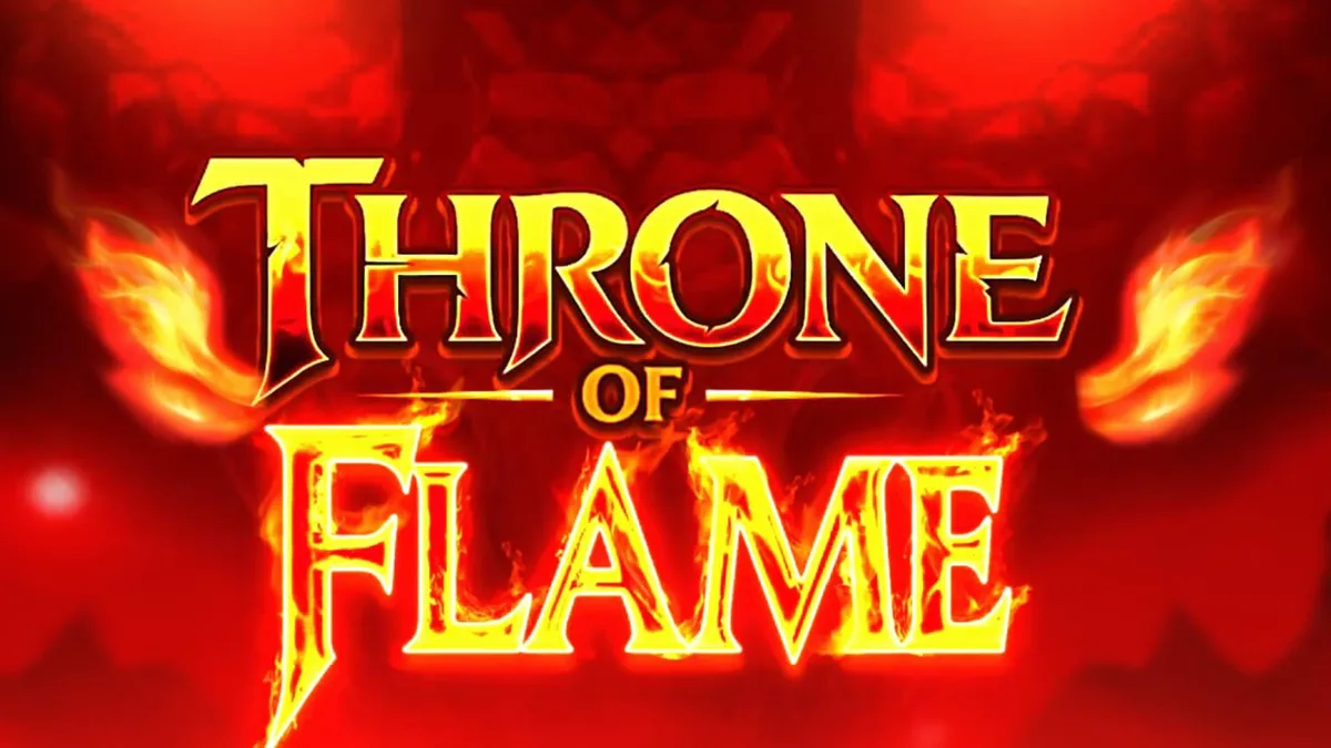 Tampilan visual slot Throne of Flame dengan naga dan harta karun